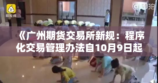 《广州期货交易所新规：程序化交易管理办法自10月9日起实施》