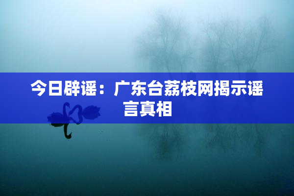 今日辟谣：广东台荔枝网揭示谣言真相